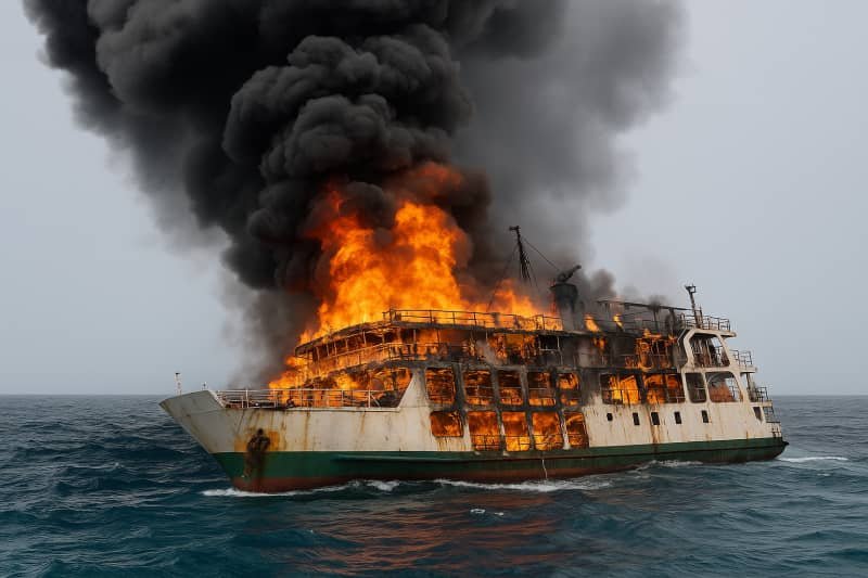 Indonesian Ferry Catches Fire at Sea, Leaving at Least 5 Dead