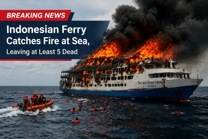 Indonesian Ferry Catches Fire at Sea, Leaving at Least 5 Dead