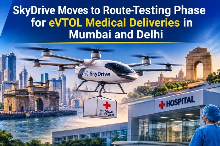 SkyDrive Moves Route Testing Phase eVTOL Medical Deliveries Mumbai Delhi