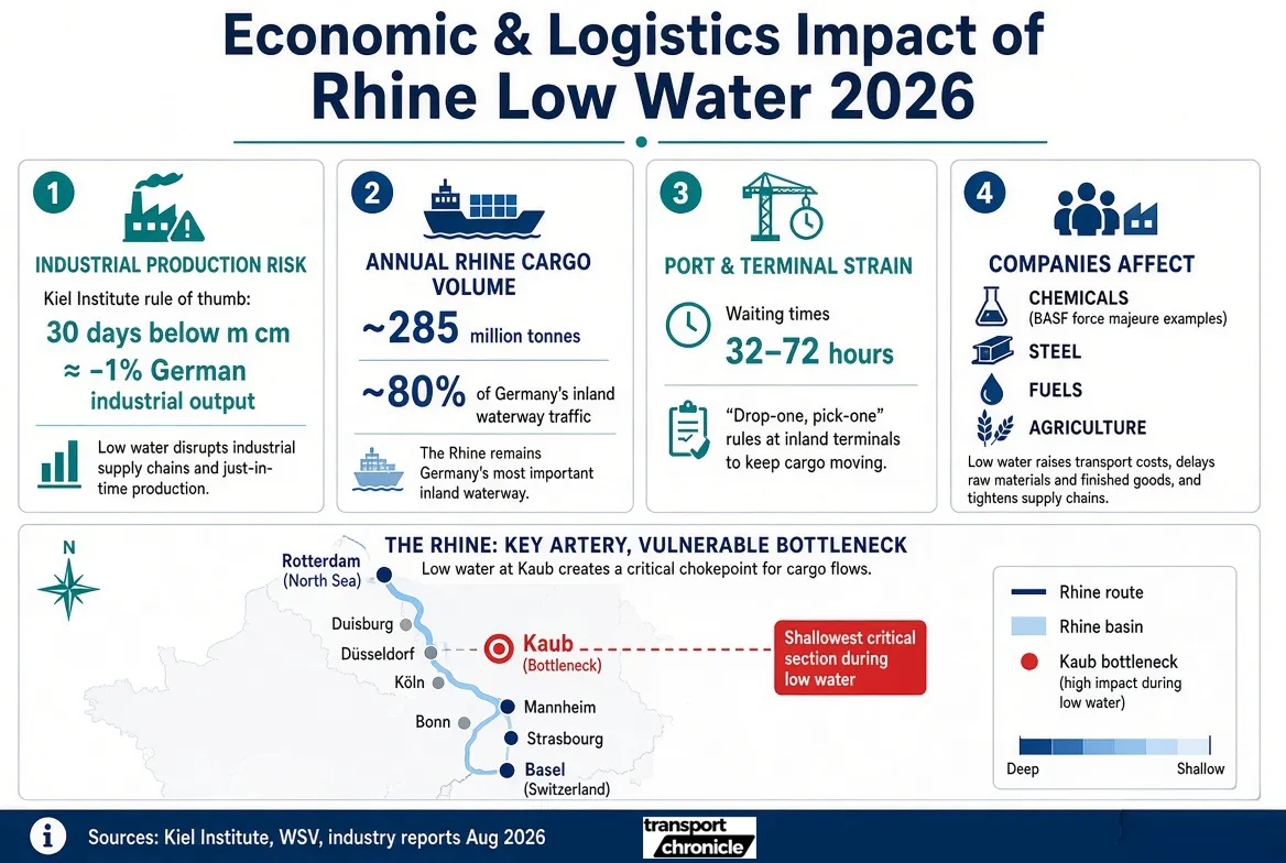infographic economic impact drop in the Rhine water level